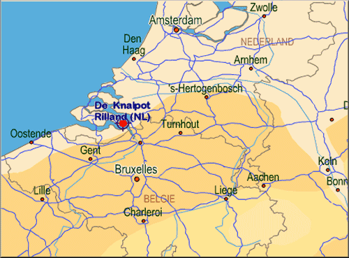 U kunt De Knalpot vinden in het Zeeuwse dorp Rilland tussen Bergen op Zoom en Goes. Neem op de A58 afslag 31, Rilland. (Vanaf deze afslag kunt U bordjes weegbrug volgen.) Ga dan richting Krabbendijke. Onder aan het viaduct gaat U rechtsaf richting Krabbendijke. Na ongeveer 2,5 km gaat U linksaf richting Rilland. De Knalpot vindt U vlak vr de spoorwegovergang aan Uw linkerzijde, naast de weegbrug, tegenover het station. (klik hier voor detailmap)