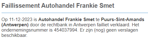 Failliet dd. 11-12-2023